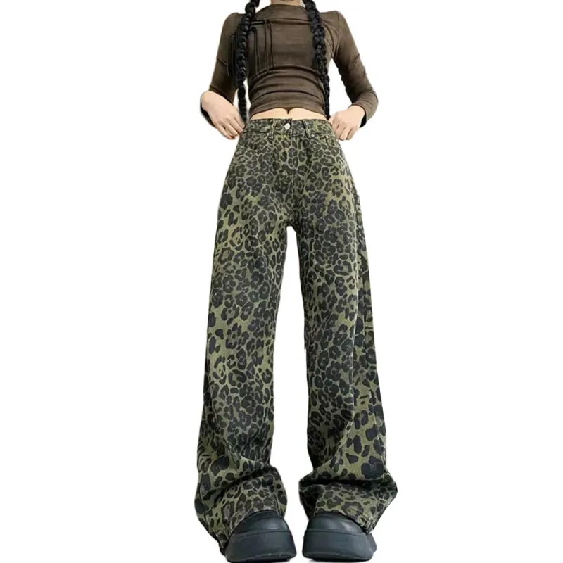 Concubine Zhu Jeans Women's Leopard Print-2