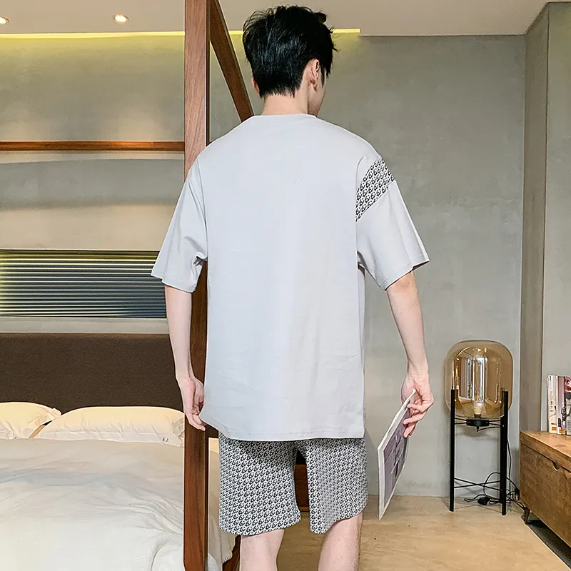JinShaLa Pajama Set Men's Light Gray-1