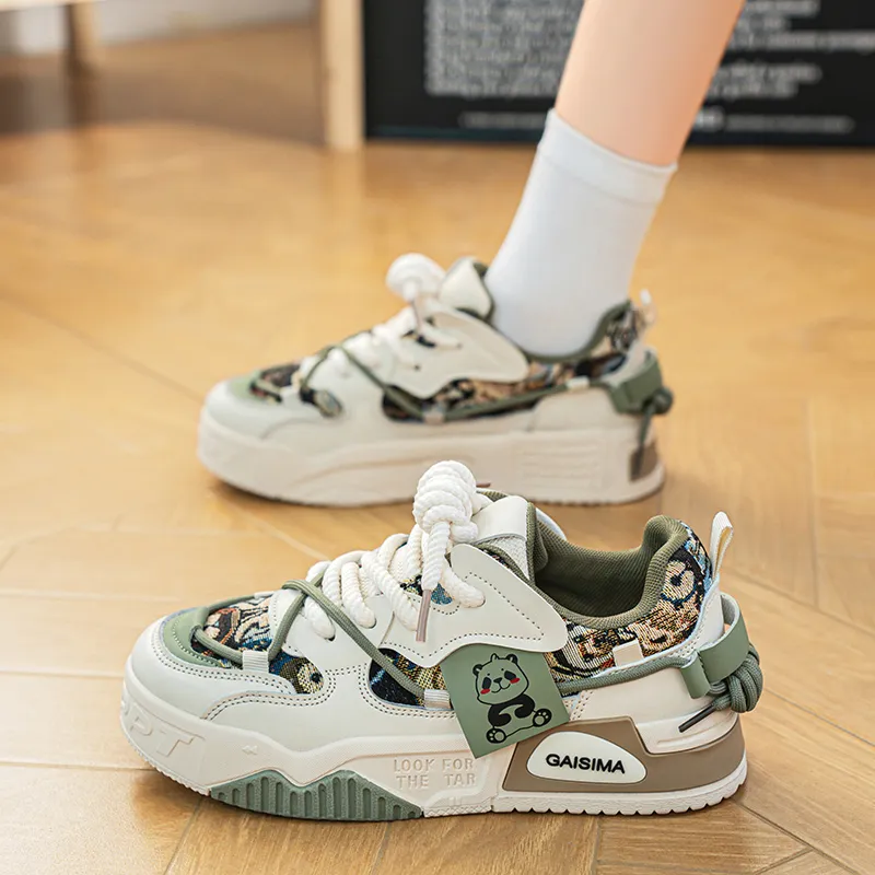 FIRS Kids Casual Shoes Women's Low Top Beige Green/Khaki/Beige Blue-1