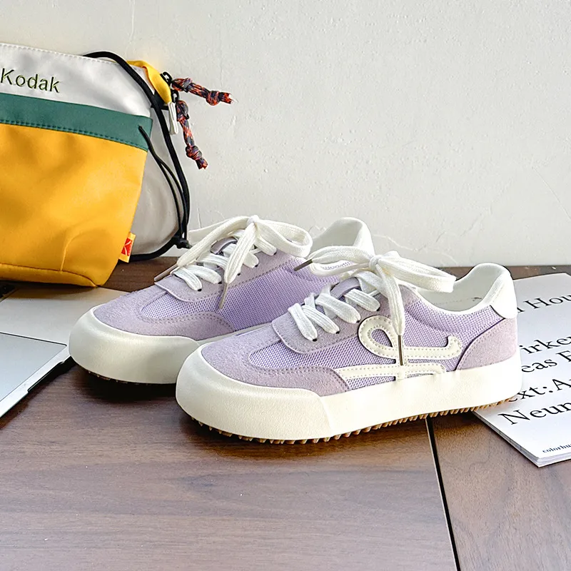 EASTERN CAMEL Skateboard Shoes Women's Low Top Cream Beige, Taro Purple, Lemon-5