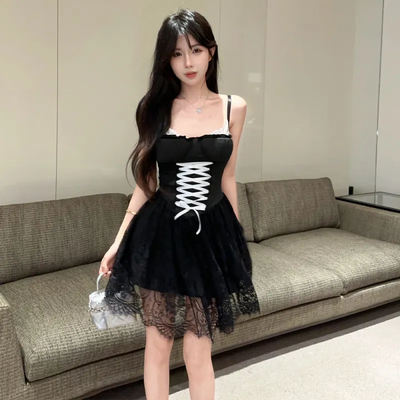 COVER TIME Slip Dresses Women's Black-6