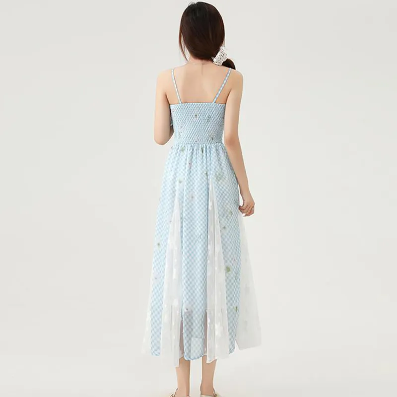 COVER TIME Slip Dresses Women's Blue Camisole Dress-3