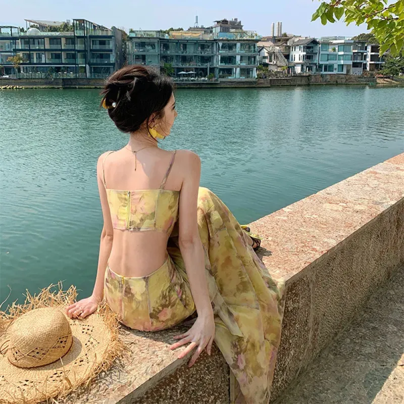COVER TIME Slip Dresses Women's Yellow-3