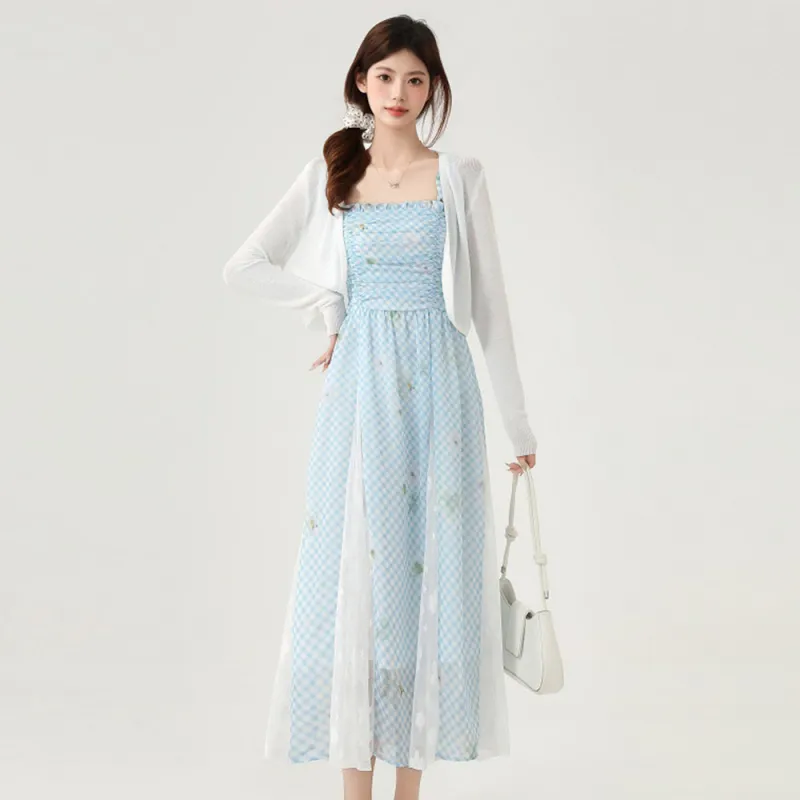 COVER TIME Slip Dresses Women's Blue Camisole Dress-5
