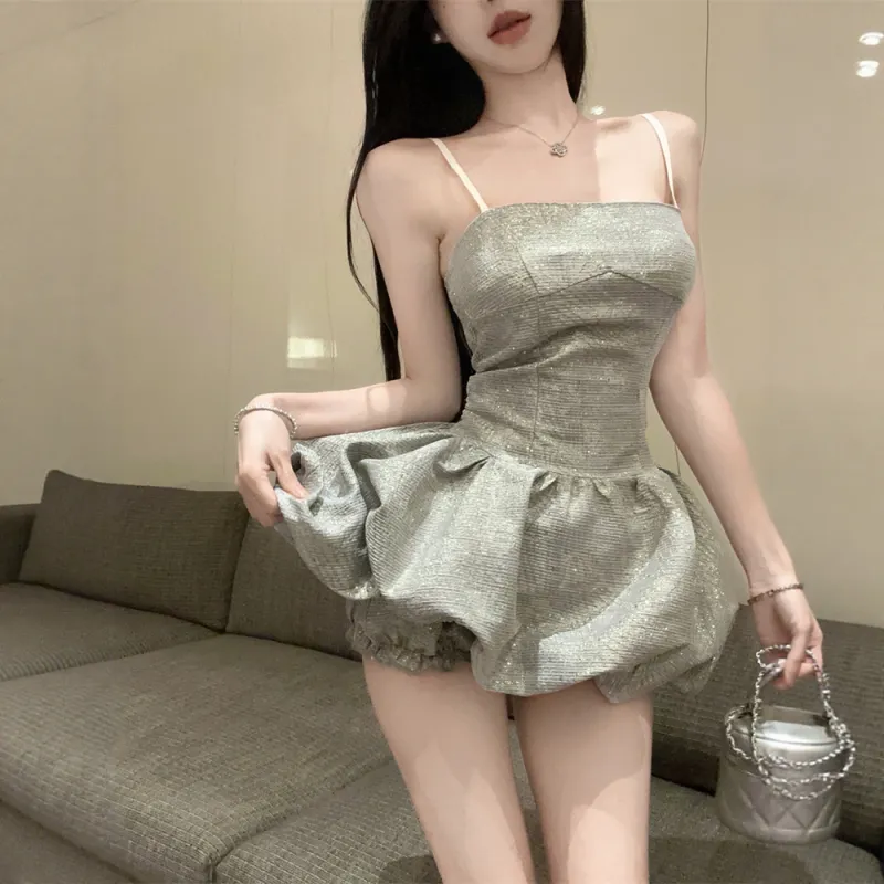 COVER TIME Slip Dresses Women's Silver-3