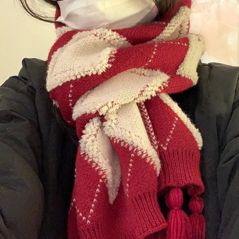 Narandu Arctic Fleece Knit Scarves Women's Red-4