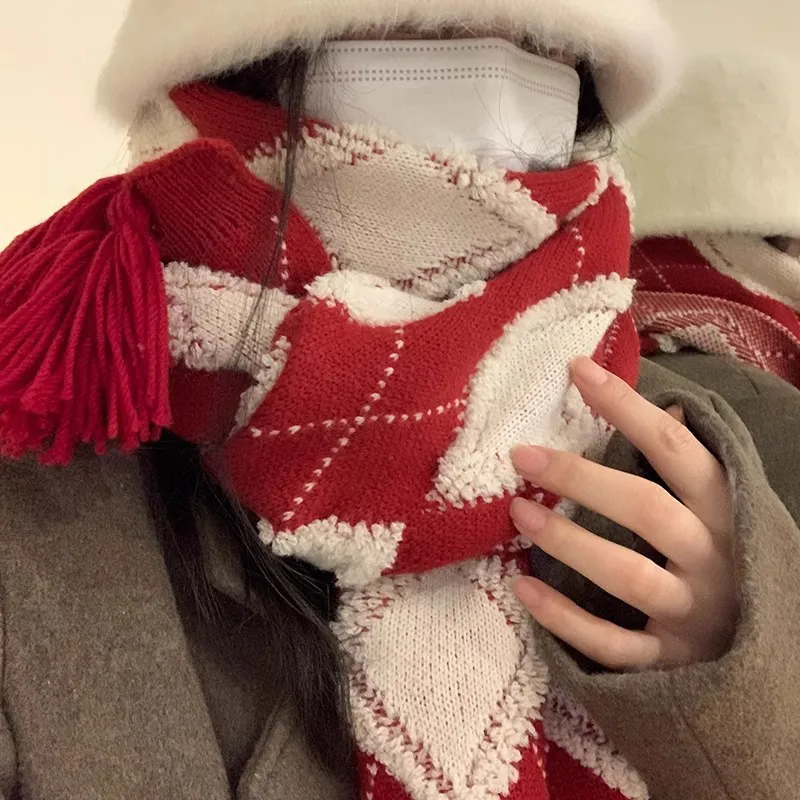 Narandu Arctic Fleece Knit Scarves Women's Red-3