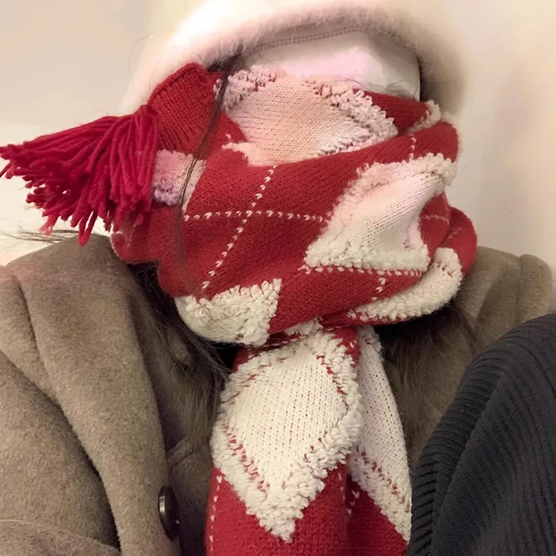 Narandu Arctic Fleece Knit Scarves Women's Red-2
