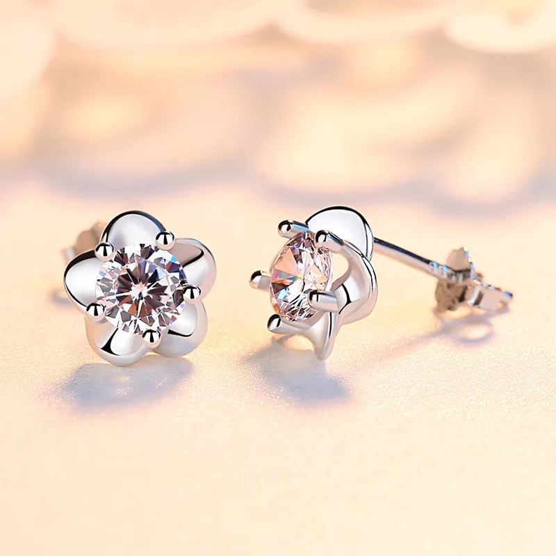 Brilliant Heart S925 Stud Earrings Women's-3