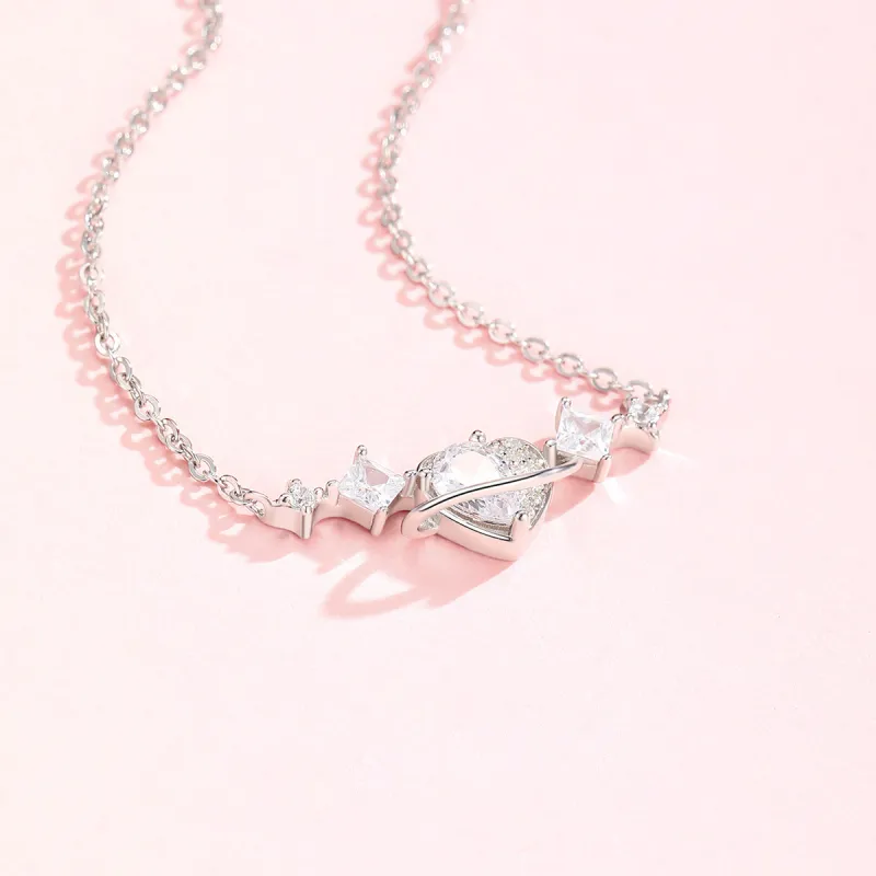 Brilliant Heart S925 Silver Necklaces Women's-2