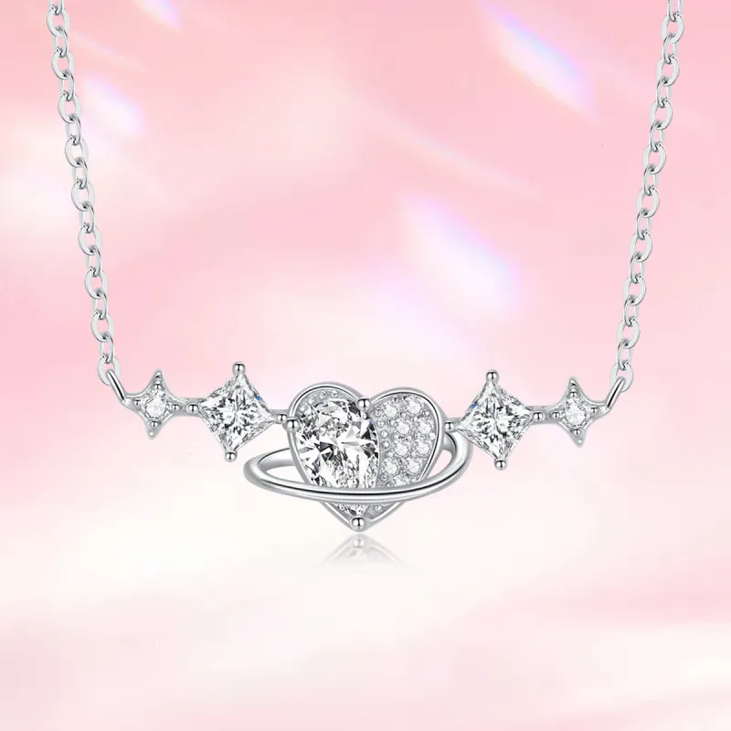 Brilliant Heart S925 Silver Necklaces Women's-1