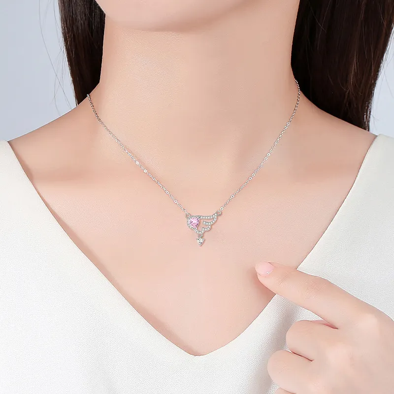 Brilliant Heart S925 Silver Necklaces Women's-1