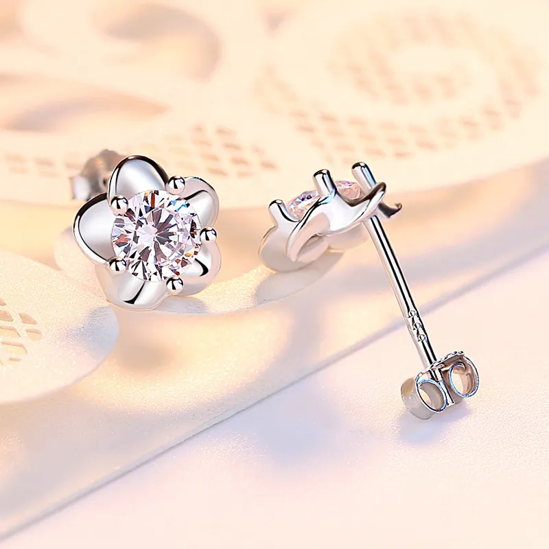 Brilliant Heart S925 Stud Earrings Women's-2