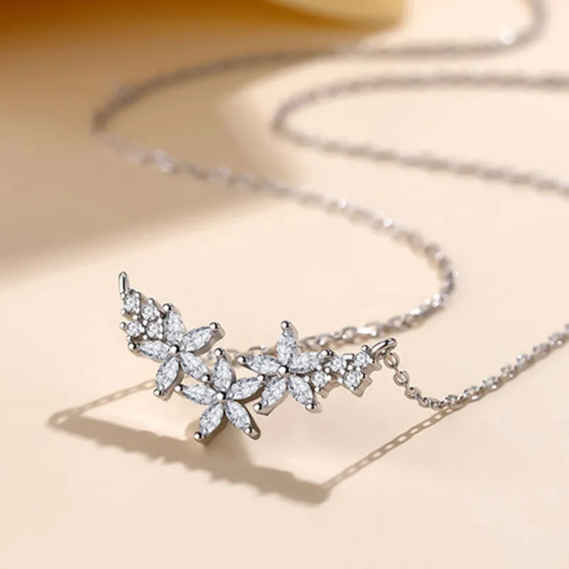 Brilliant Heart S925 Silver Necklaces Women's-3