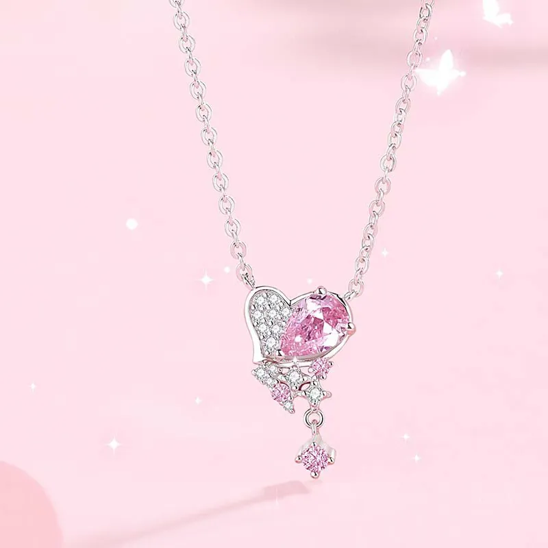 Brilliant Heart S925 Silver Necklaces Women's-1