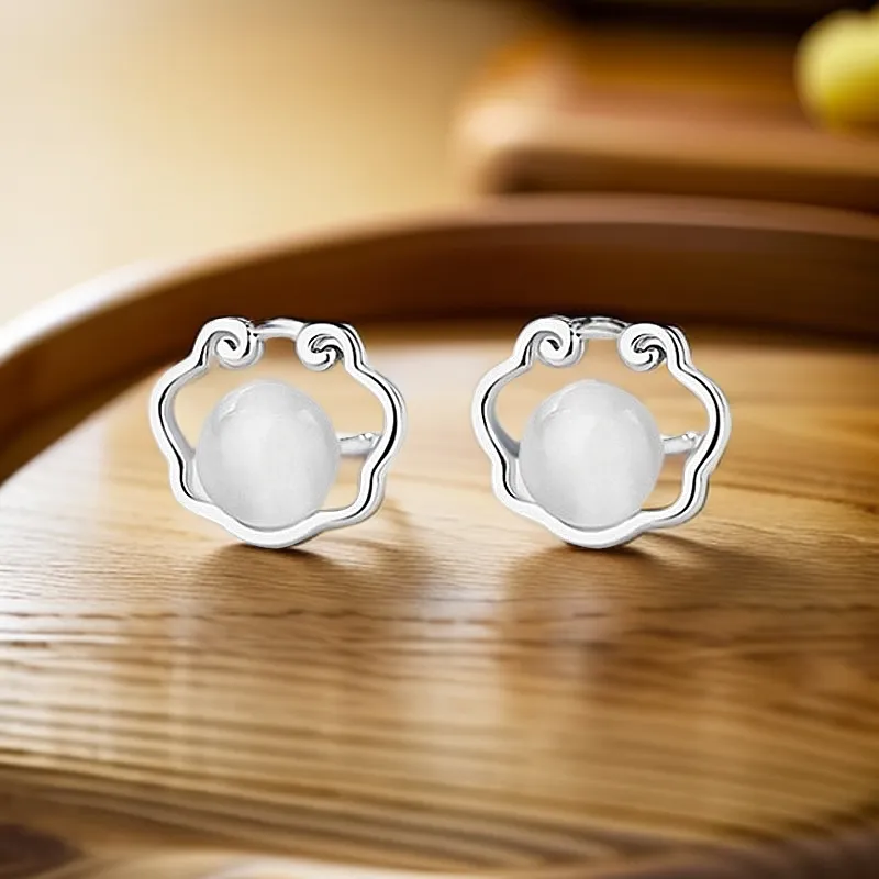 Brilliant Heart S925 Silver Stud Earrings Women's-1