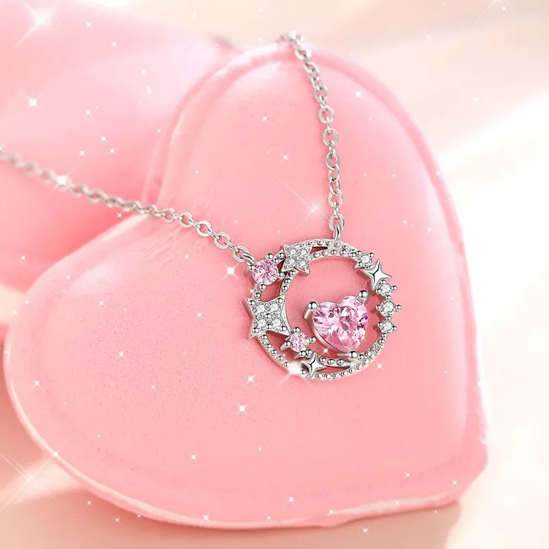 Brilliant Heart S925 Necklaces Women's-3