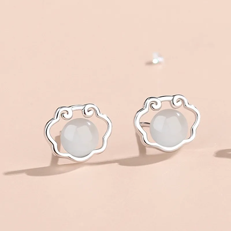 Brilliant Heart S925 Silver Stud Earrings Women's-2