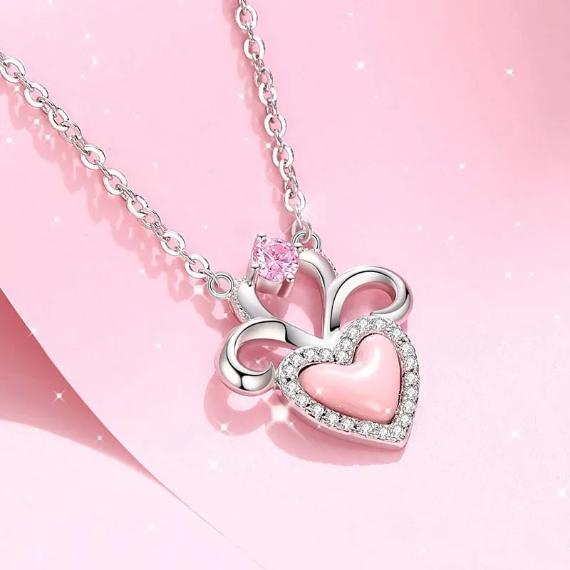 Brilliant Heart S925 Necklaces Women's-3