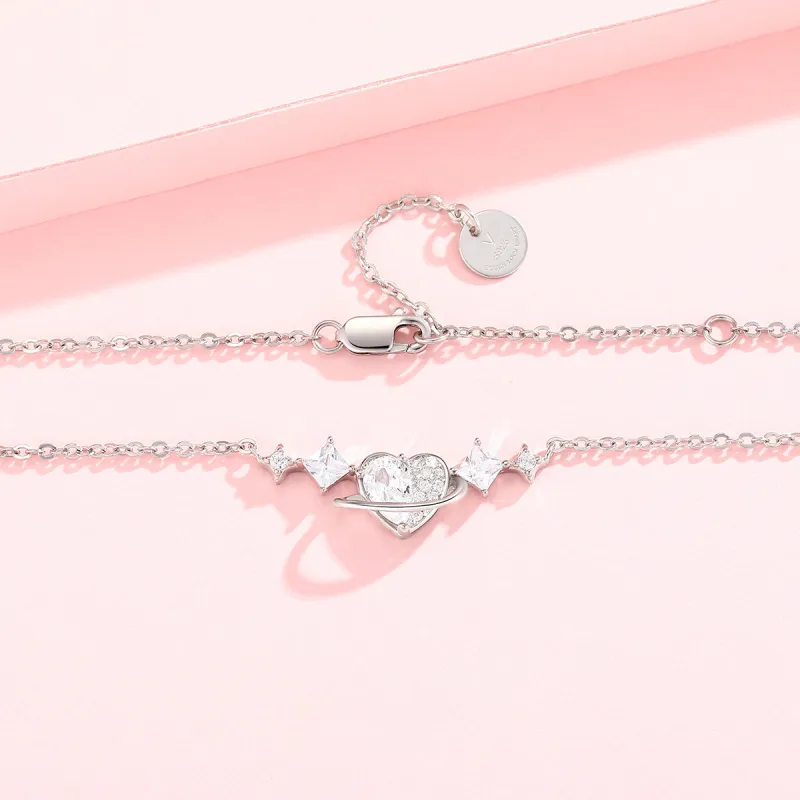 Brilliant Heart S925 Silver Necklaces Women's-3