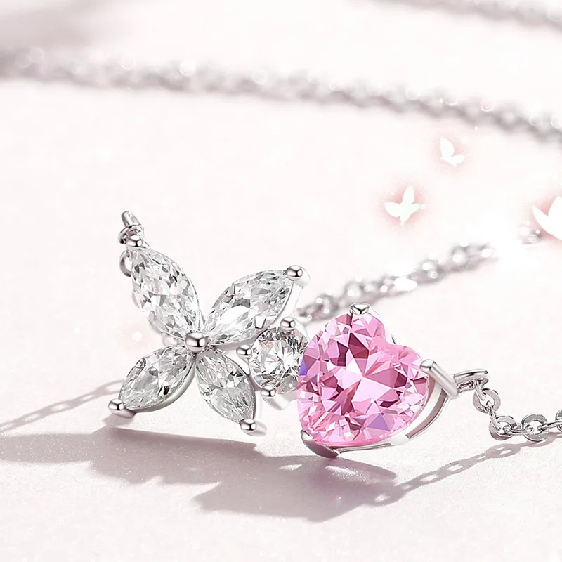 Brilliant Heart S925 Necklaces Women's-3