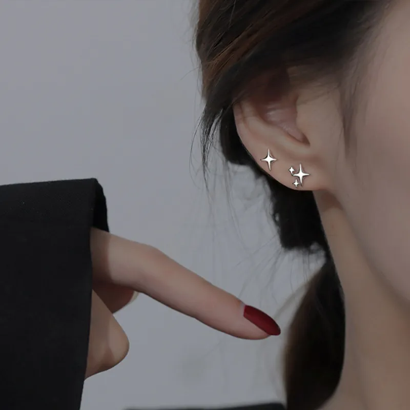 Brilliant Heart S925 Stud Earrings Women's-3