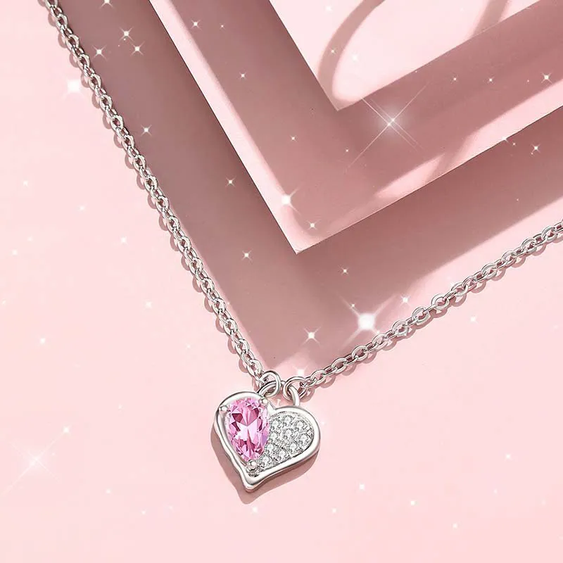 Brilliant Heart S925 Silver Necklaces Women's-3