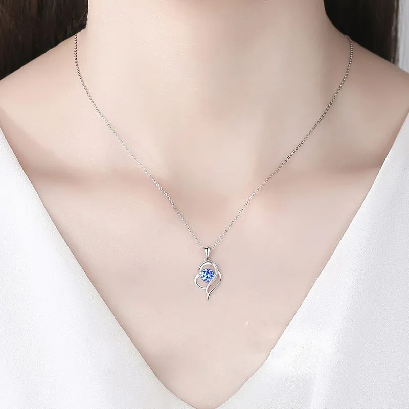 Brilliant Heart S925 Necklaces Women's-1