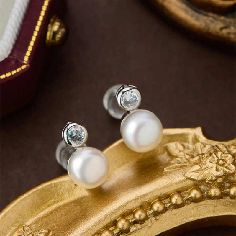 SEATINE Freshwater Pearl Stud Earrings Women's-3