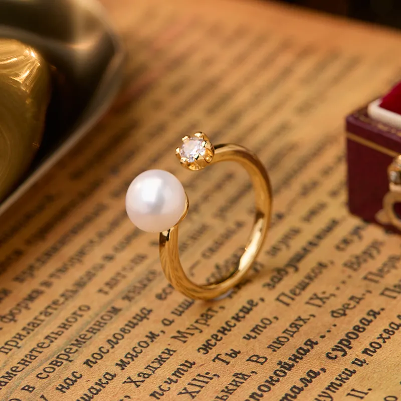 SEATINE Freshwater Pearl Ring Open Ended Women's-2