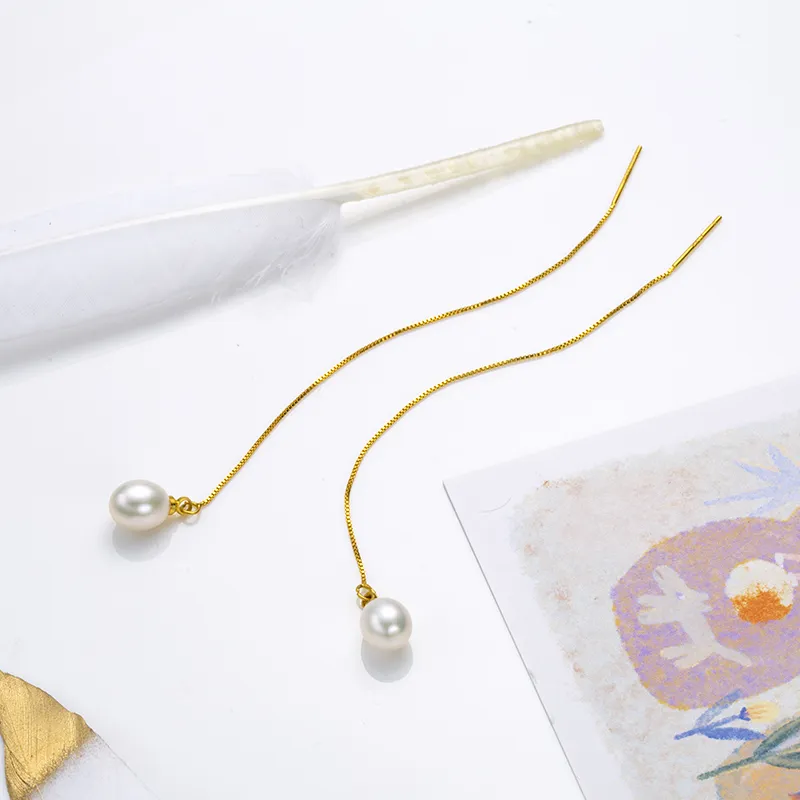 SEATINE Freshwater Pearl Drop Earrings Women's White-1