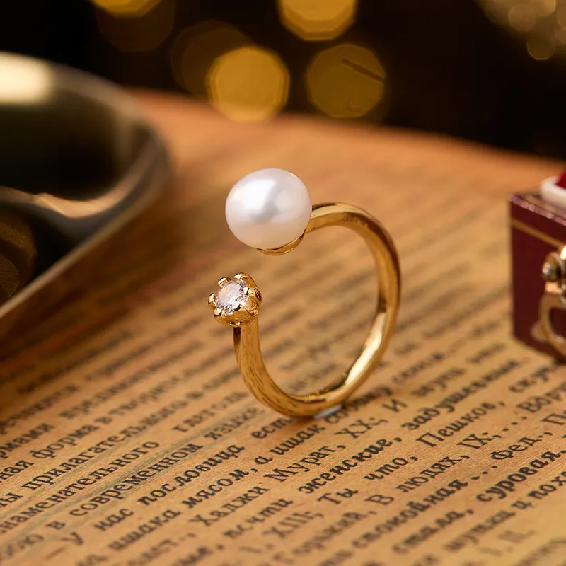 SEATINE Freshwater Pearl Ring Open Ended Women's-4