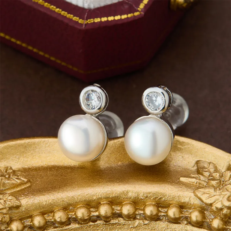 SEATINE Freshwater Pearl Stud Earrings Women's-2