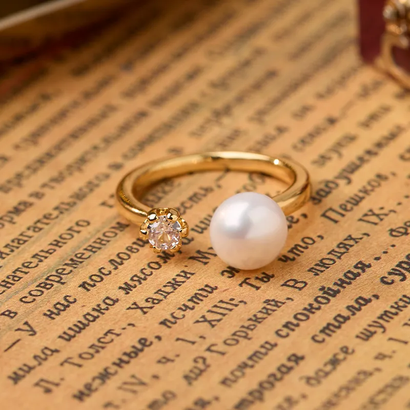 SEATINE Freshwater Pearl Ring Open Ended Women's-1