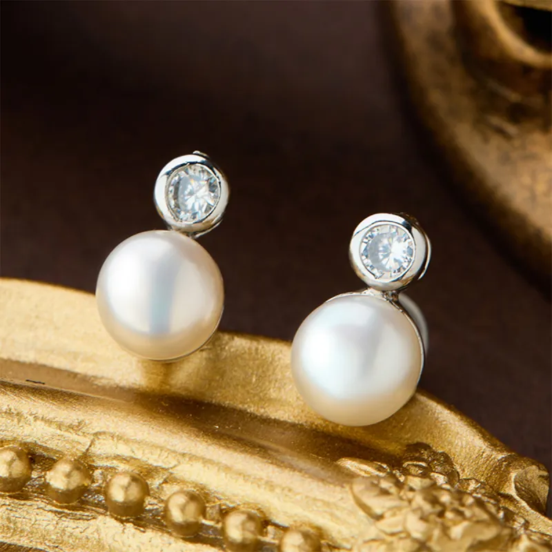 SEATINE Freshwater Pearl Stud Earrings Women's-4