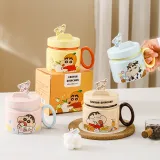 [Pink with Shopping Bag]Crayon Shin-Chan Stand with Lid Breakfast Cup, Color Box Included