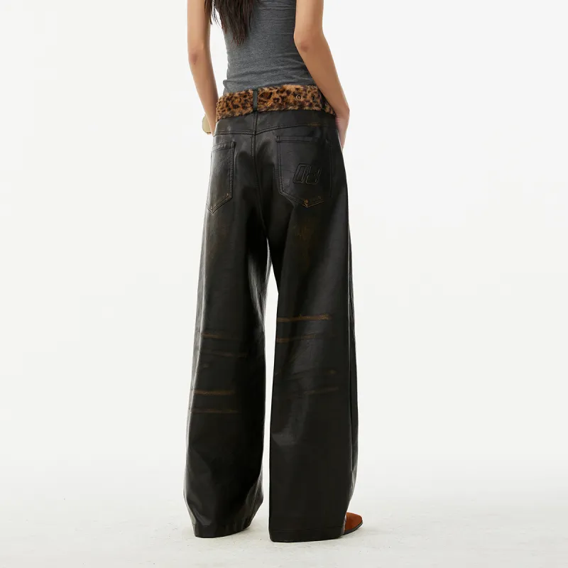 FORNINES Leather Pants Unisex Black-4