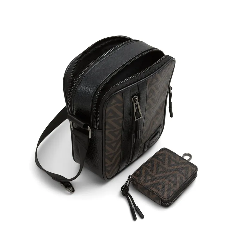 ALDO Artificial Leather With Polyester Crossbody Bag Medium Size Men's Brown-2