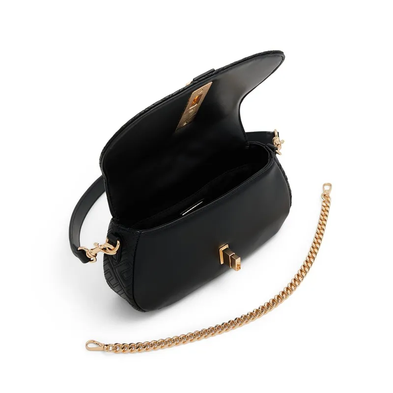 ALDO Artificial Leather Shoulder Bag, Crossbody Bag Regular Women's Black/White-2