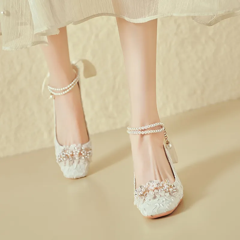 Xingdiman Chunky Heel High Heels 5cm Women's Apricot-5