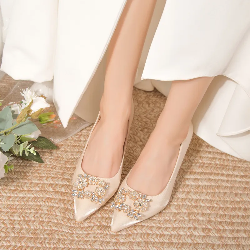 Xingdiman Slim Heel High Heels Women's Light Champagne-7