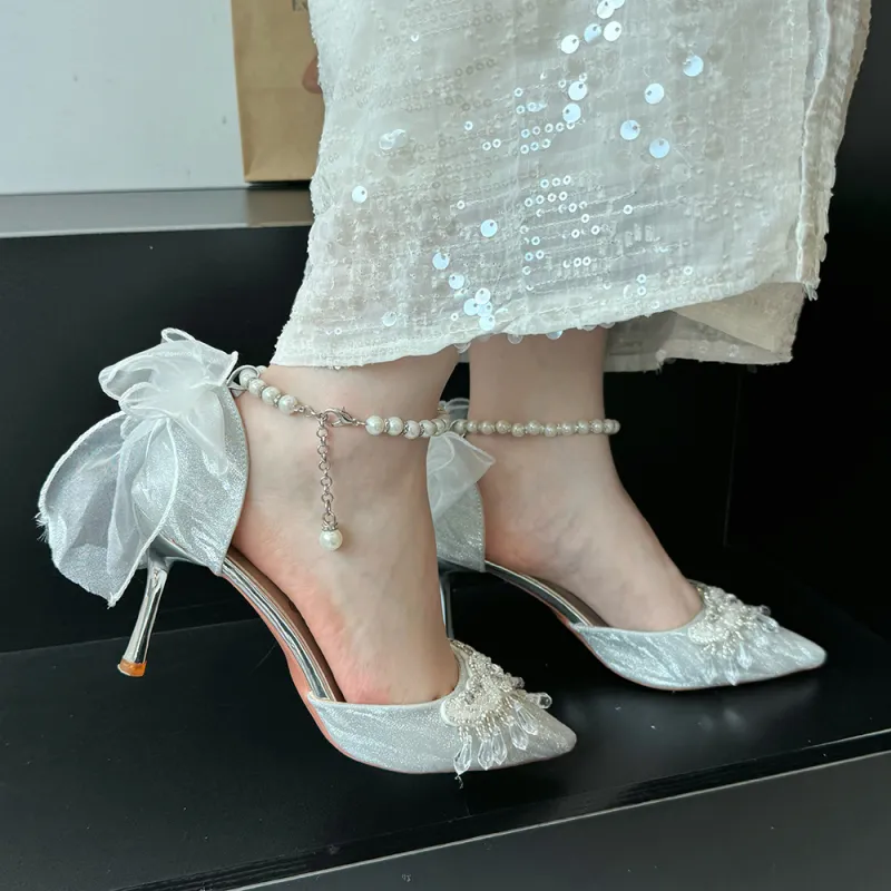 Xingdiman Slim Heel High Heels Women's Silver [ Gift Box Set ]-3