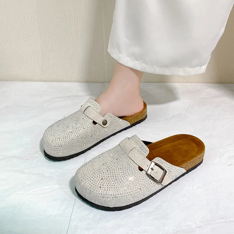 Xingdiman Rubber Sole Rhinestone Quiet Wrap-toe Slippers Unisex-13