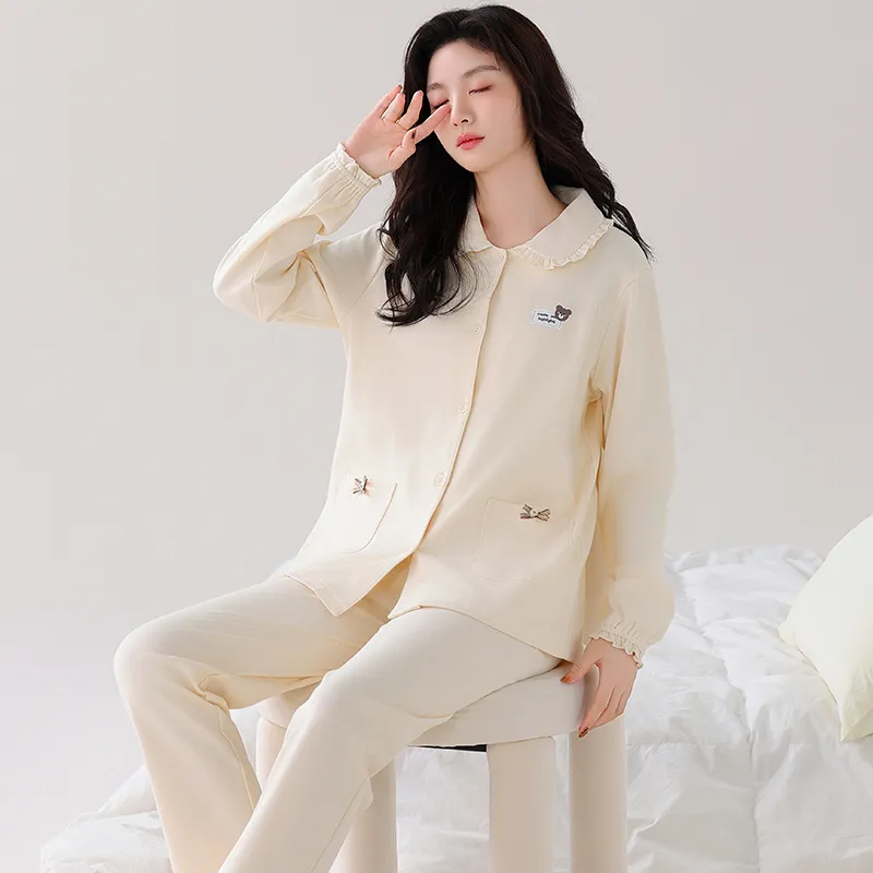 MIIOW Pajama Set Women's Ecru Bear-3