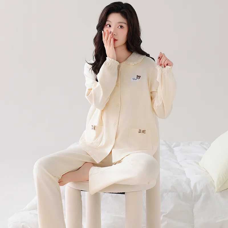 MIIOW Pajama Set Women's Ecru Bear-5