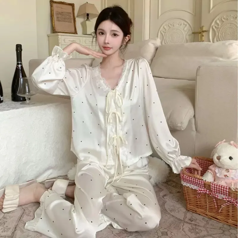 MIIOW Pajama Set Women's Champagne Polka Dot-6
