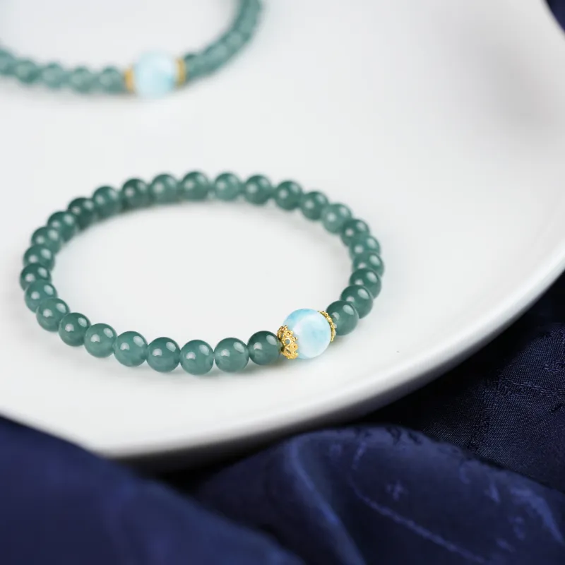 Clear Snow Ice Glutinous Jadeite Bracelets Unisex-7