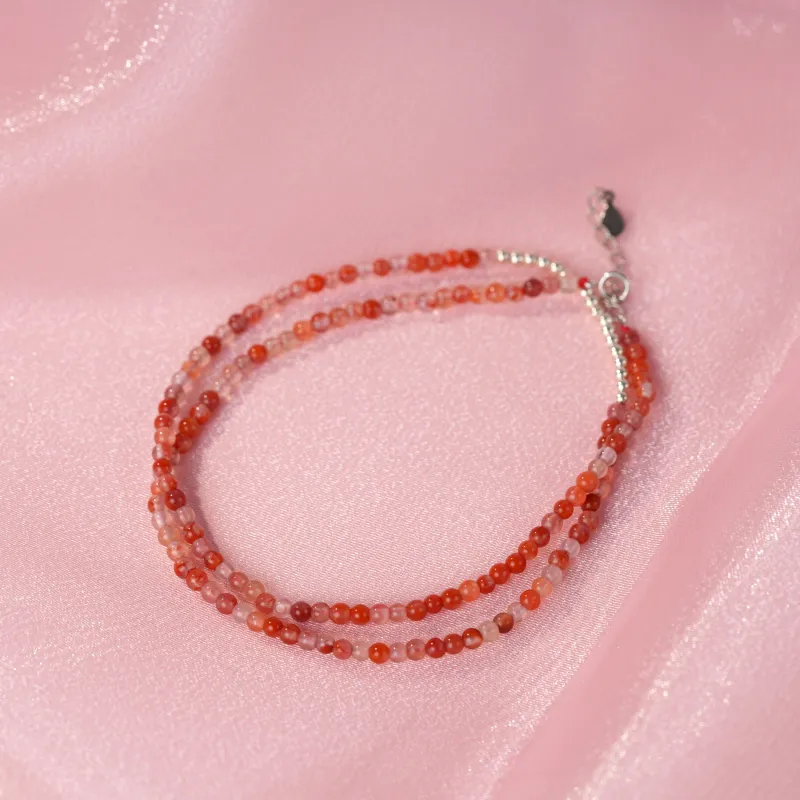 Clear Snow Southern Red Agate Necklaces Unisex-5