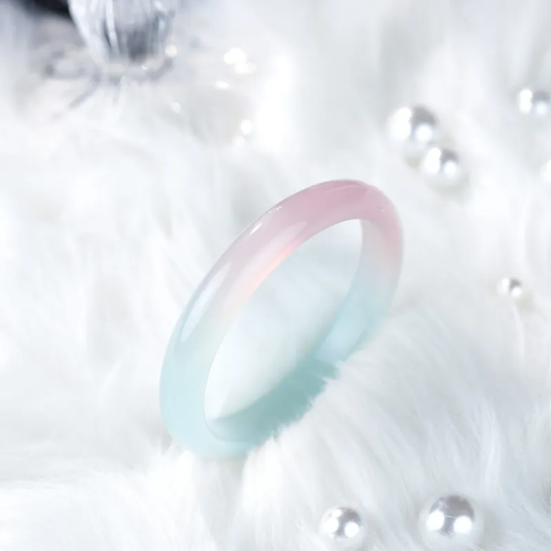 Clear Snow Chalcedony Bangles Women's-6