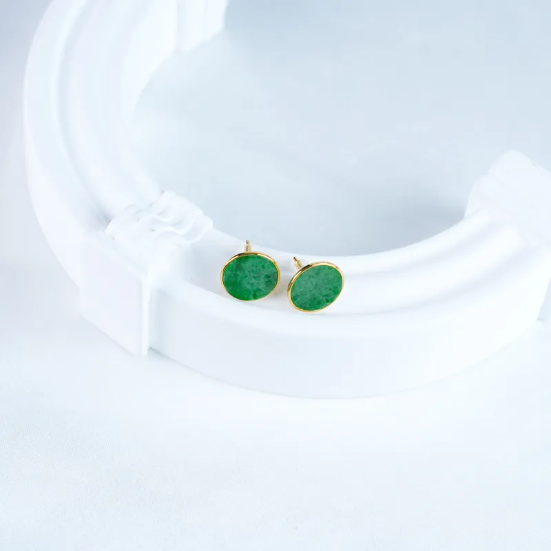 Clear Snow Glutinous Jade Jadeite Stud Earrings Unisex-5